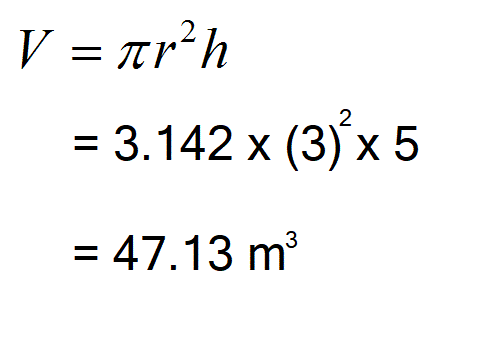 right circular cylinder volume 