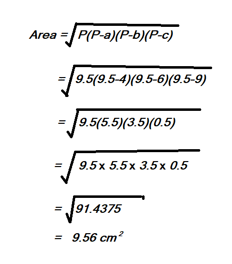 how to calculate area of a triangle using the length of three sides 