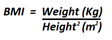 Calculate Height from BMI and Weight.