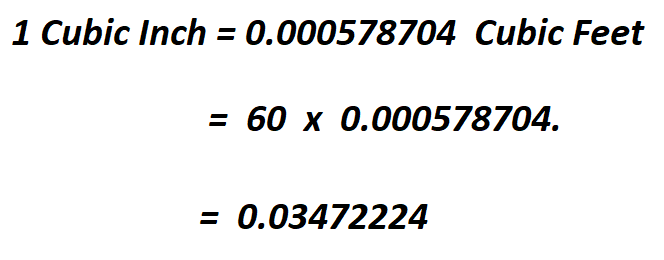 Calculate Cubic Feet from Cubic Inches. 