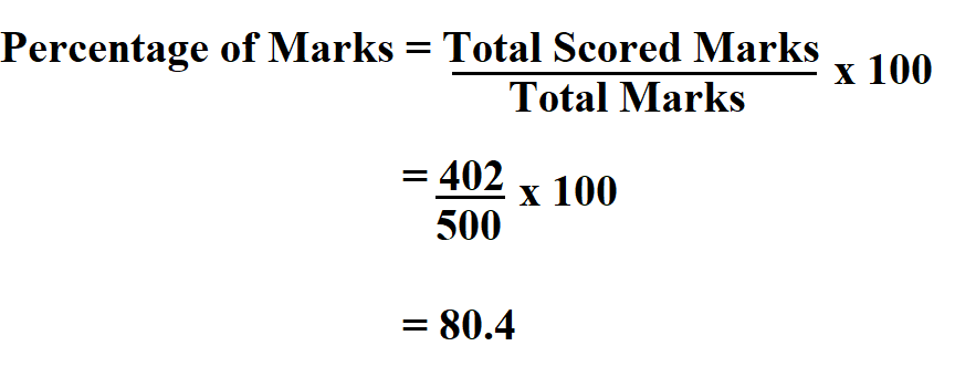 Calculate Percentage of marks.