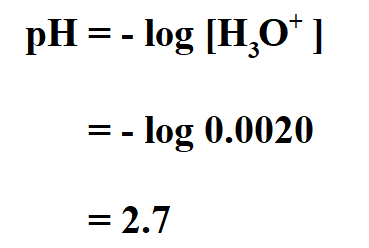 Calculate pH from Molarity.