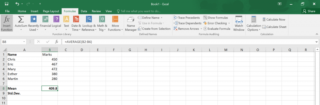 Calculate Z Score in Excel.