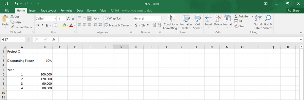 Calculate NPV in Excel.