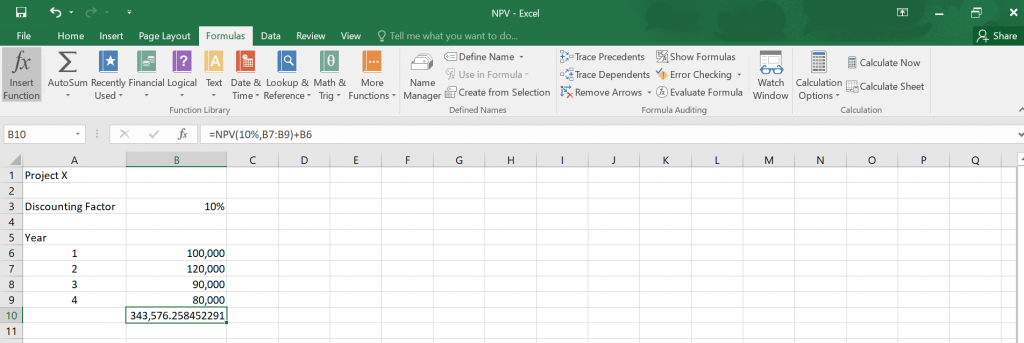  Calculate NPV in Excel.