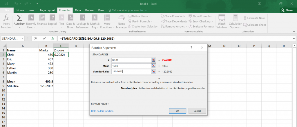 Calculate Z Score in Excel.