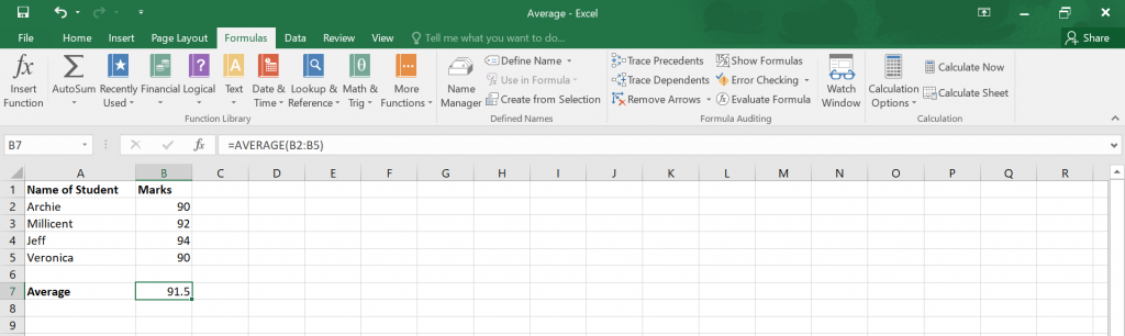 Calculate Average in Excel.