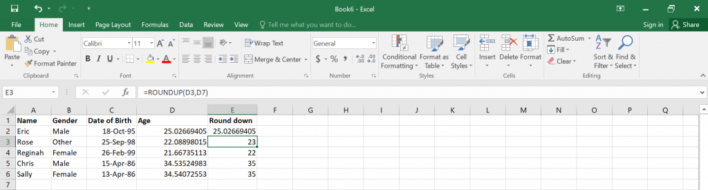 Calculate Age in Excel.