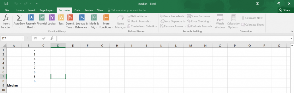 Calculate Median in Excel.