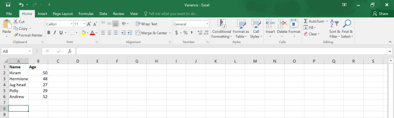 How to calculate variance in excel 