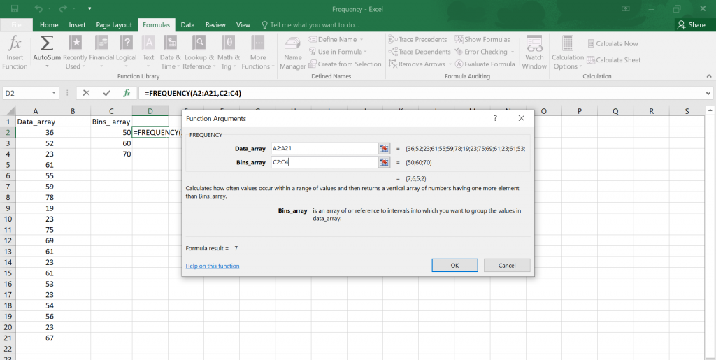 Calculate Frequency in Excel.