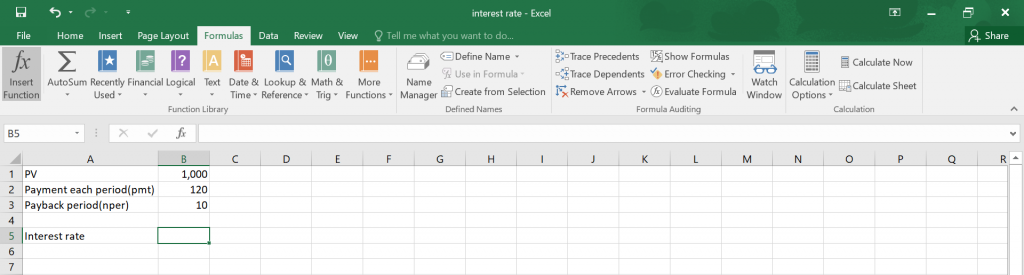  Interest Rate in Excel.