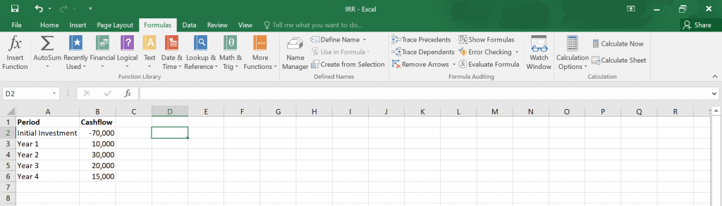  Calculate IRR in Excel.