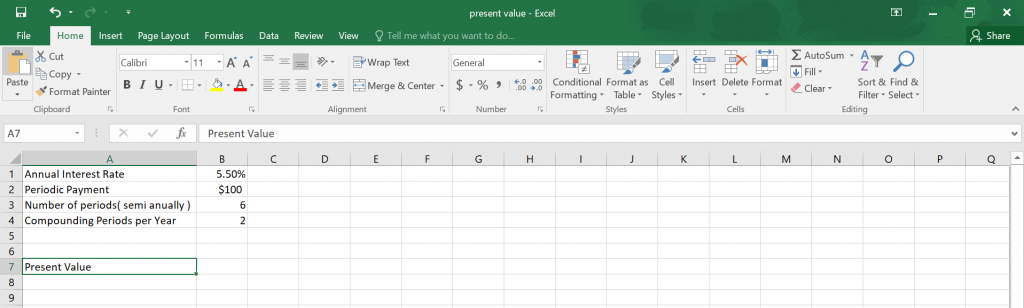  Present Value in Excel.