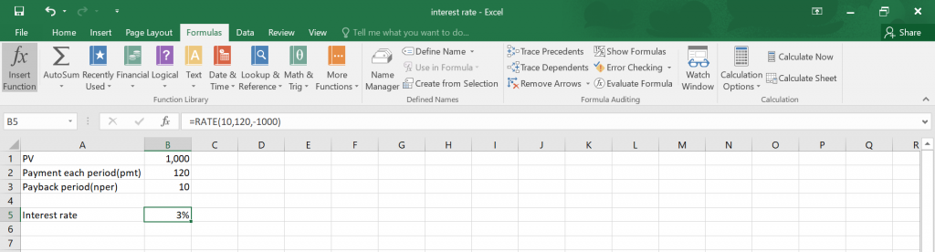 Interest Rate in Excel.