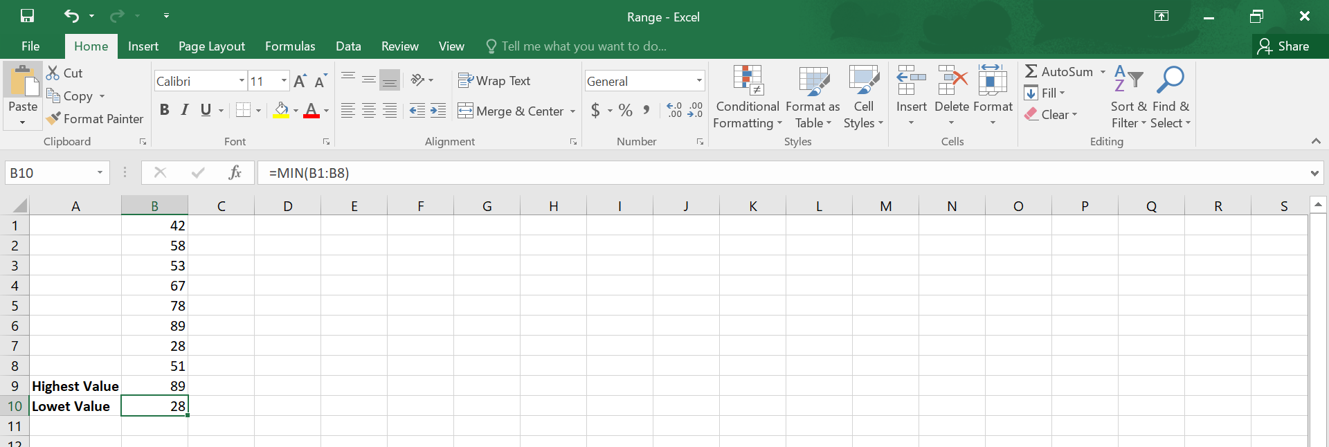 How to Calculate Range in Excel.