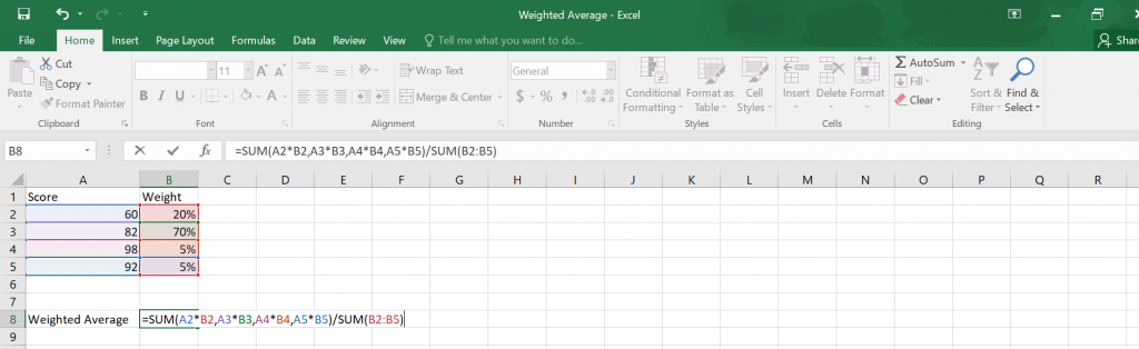  Weighted Average in Excel.