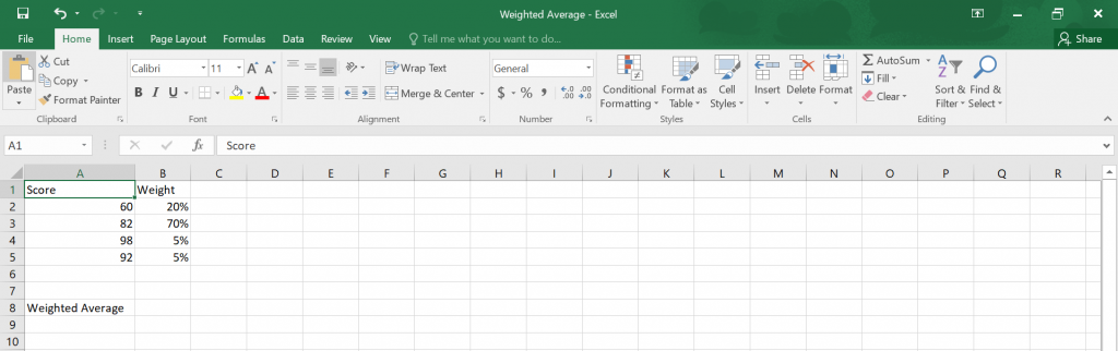  Weighted Average in Excel.