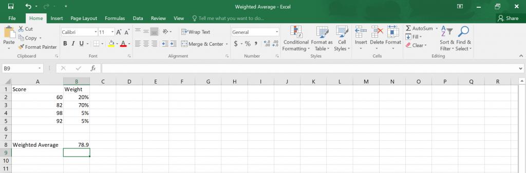  Weighted Average in Excel.