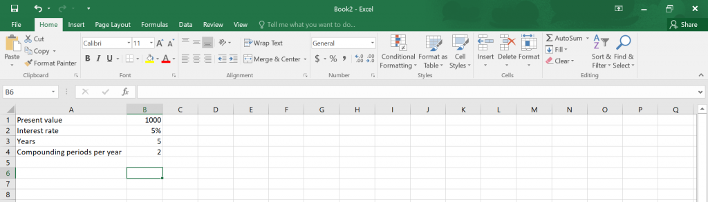 Compound Interest in Excel.