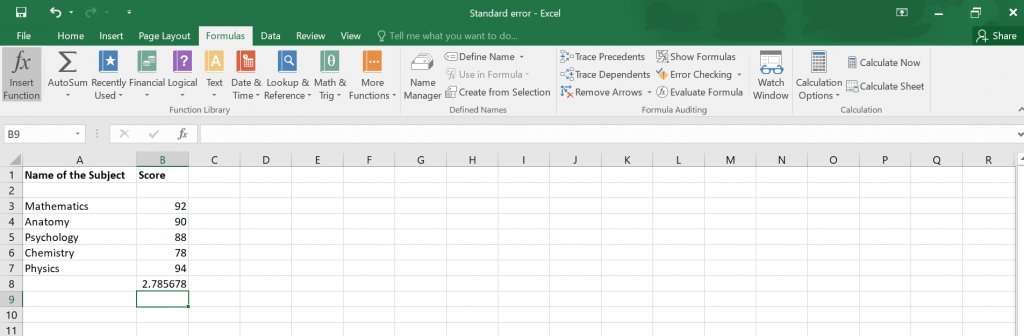 Standard Error in Excel.