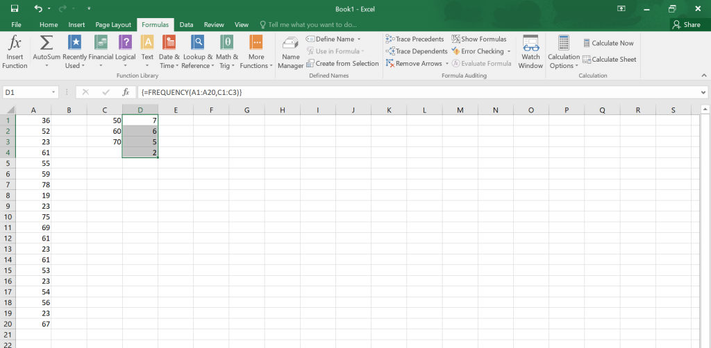 Calculate Frequency in Excel.