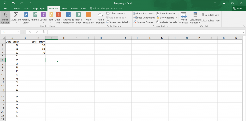 Calculate Frequency in Excel.