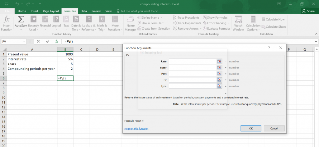 Compound Interest in Excel.