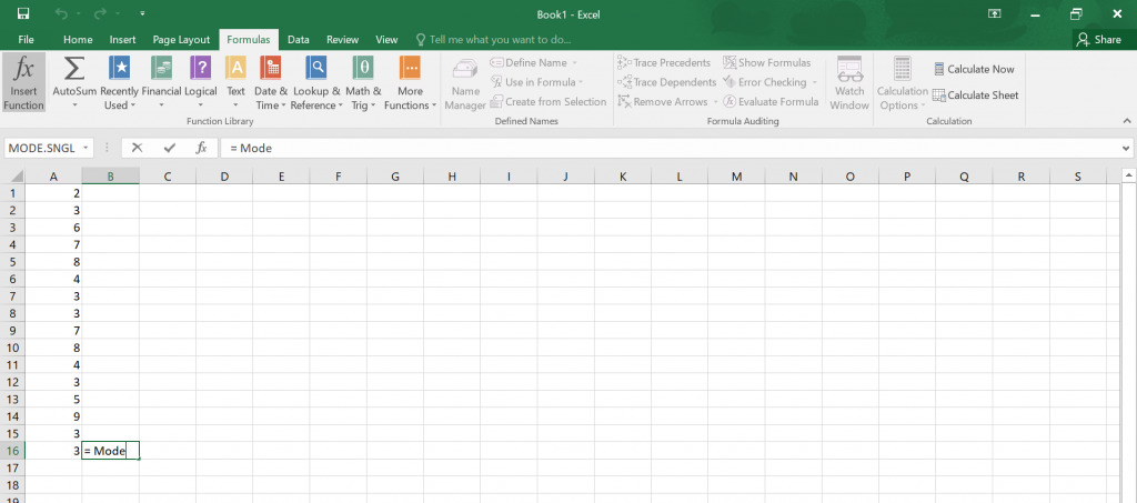 Calculate Mode in Excel.