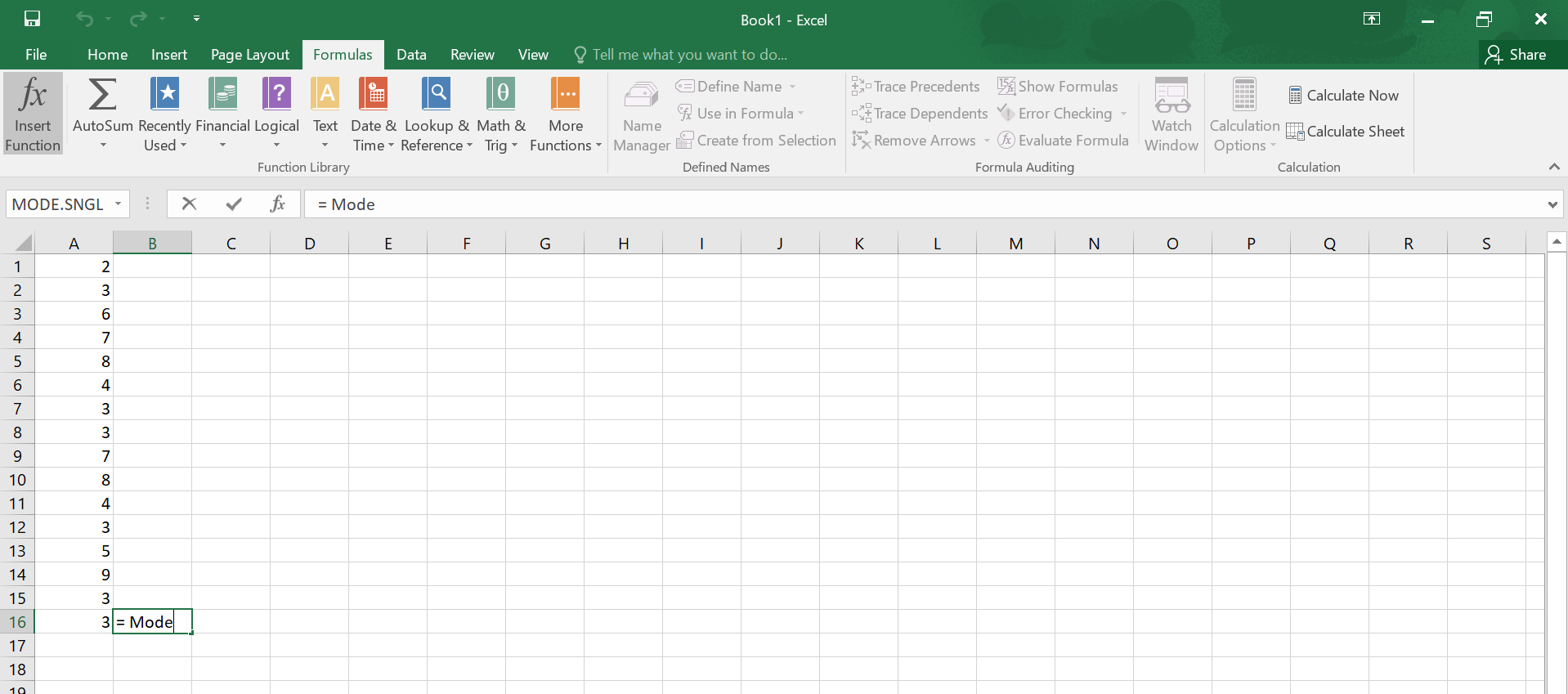 how to calculate mode in excel sheet