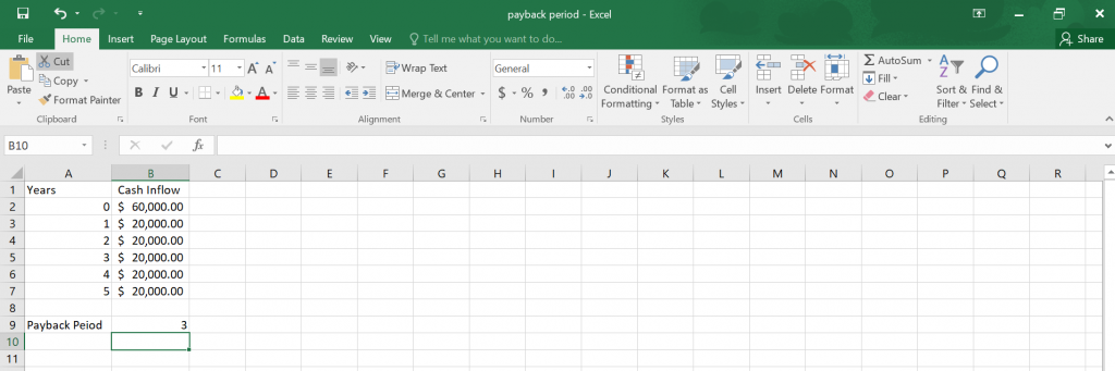  Payback Period in Excel.