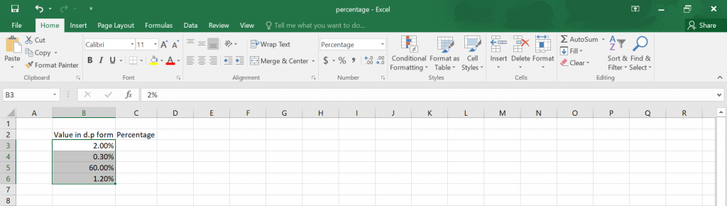 Calculate Percentage in Excel.