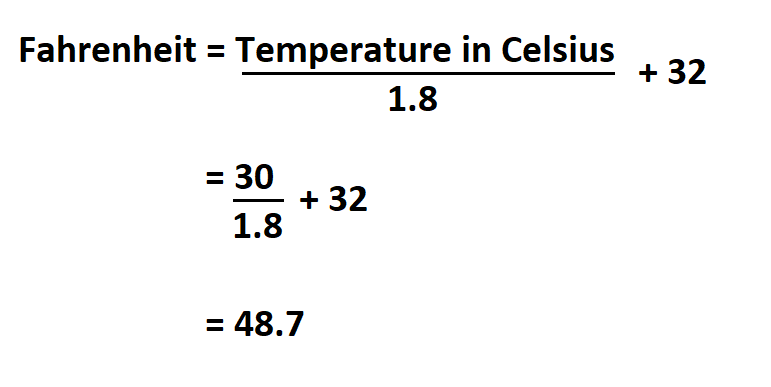 Convert Celsius to Fahrenheit.