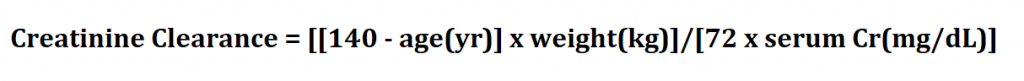 Calculate Creatinine Clearance.