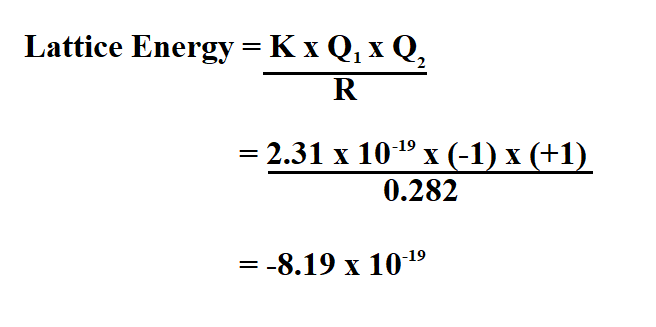 Calculate Lattice Energy.