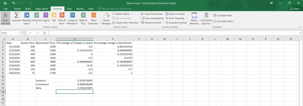  Calculate Beta in Excel.