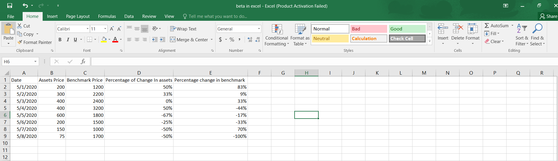 Beta Calculation Excel – Stock Beta Calculation in a Spreadsheet: Step ...