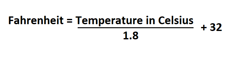 Convert Celsius to Fahrenheit.